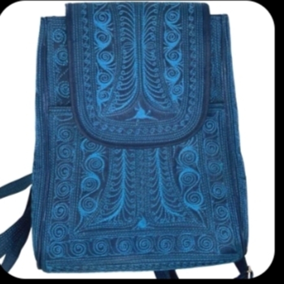 Banda Bags Handbags - Elegant Blue Embroidered Women's Bag, Banda Bags Backpack